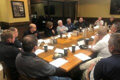 October 16, 2019 - Senator Iovino talks with Firefighters at the Fire Chief Round Table.